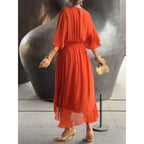 Celeste | V-Ausschnitt Midi Kleid Mit Drapierter Wickeltaille