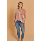Selena | Damen Bluse Mit V-Ausschnitt Und Dezenter Musterung