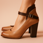 Lydia | Damen Pumps Mit Blockabsatz Und Schnallenriemen