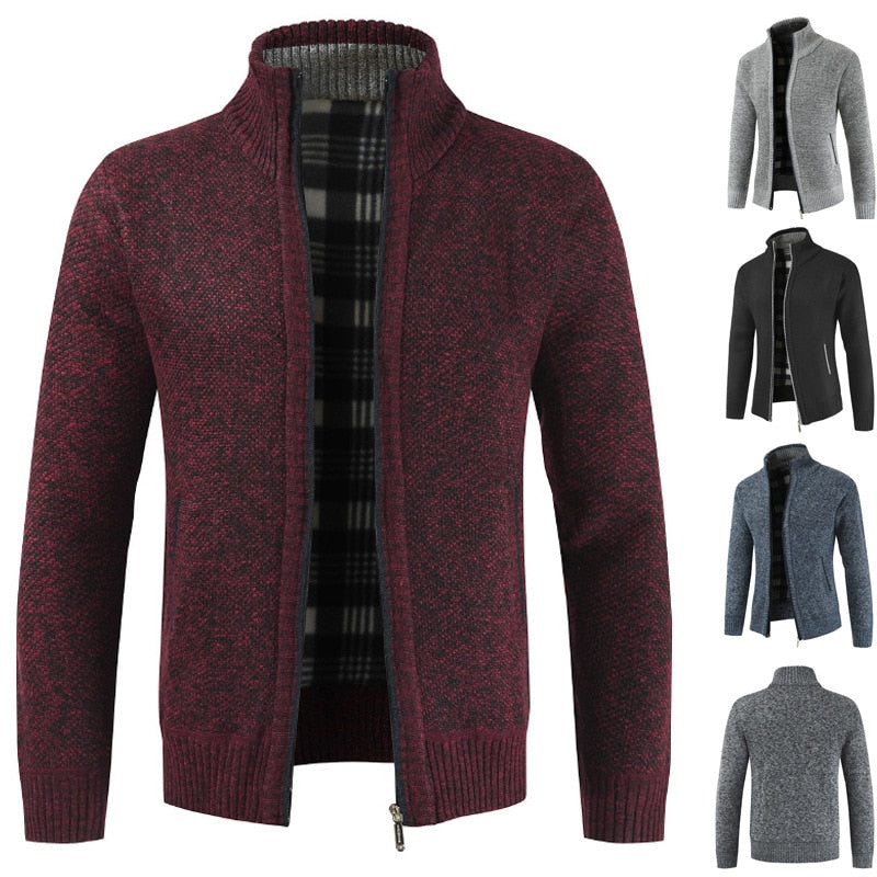 Caleb | Herren Strickpullover Mit Reißverschluss Und Stehkragen