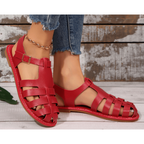 Maren | Damen Flache Sandalen Im Cage-Design Mit Schnalle