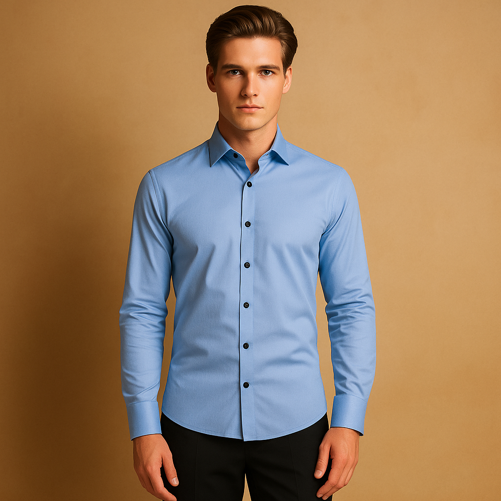 Wesley | Herren Slim Fit Stretch Hemd Mit Knopfleiste