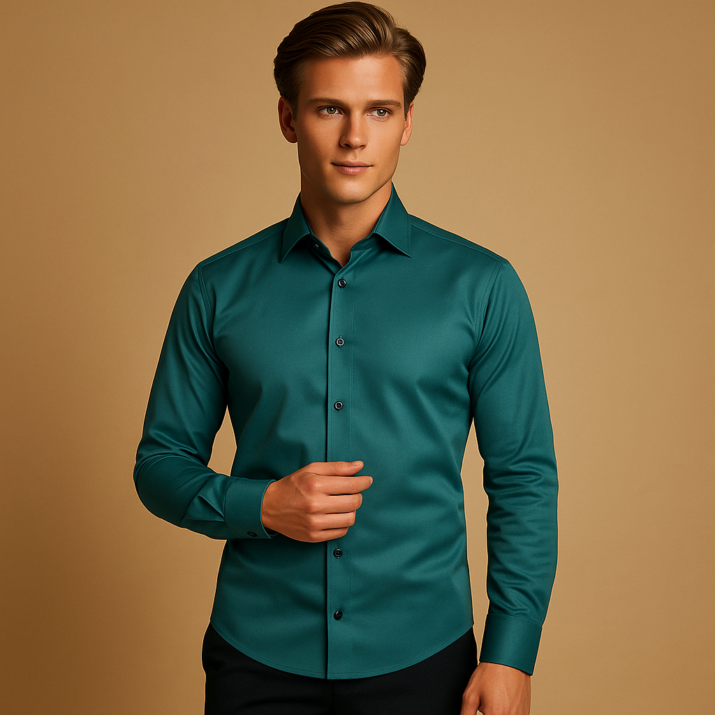 Wesley | Herren Slim Fit Stretch Hemd Mit Knopfleiste