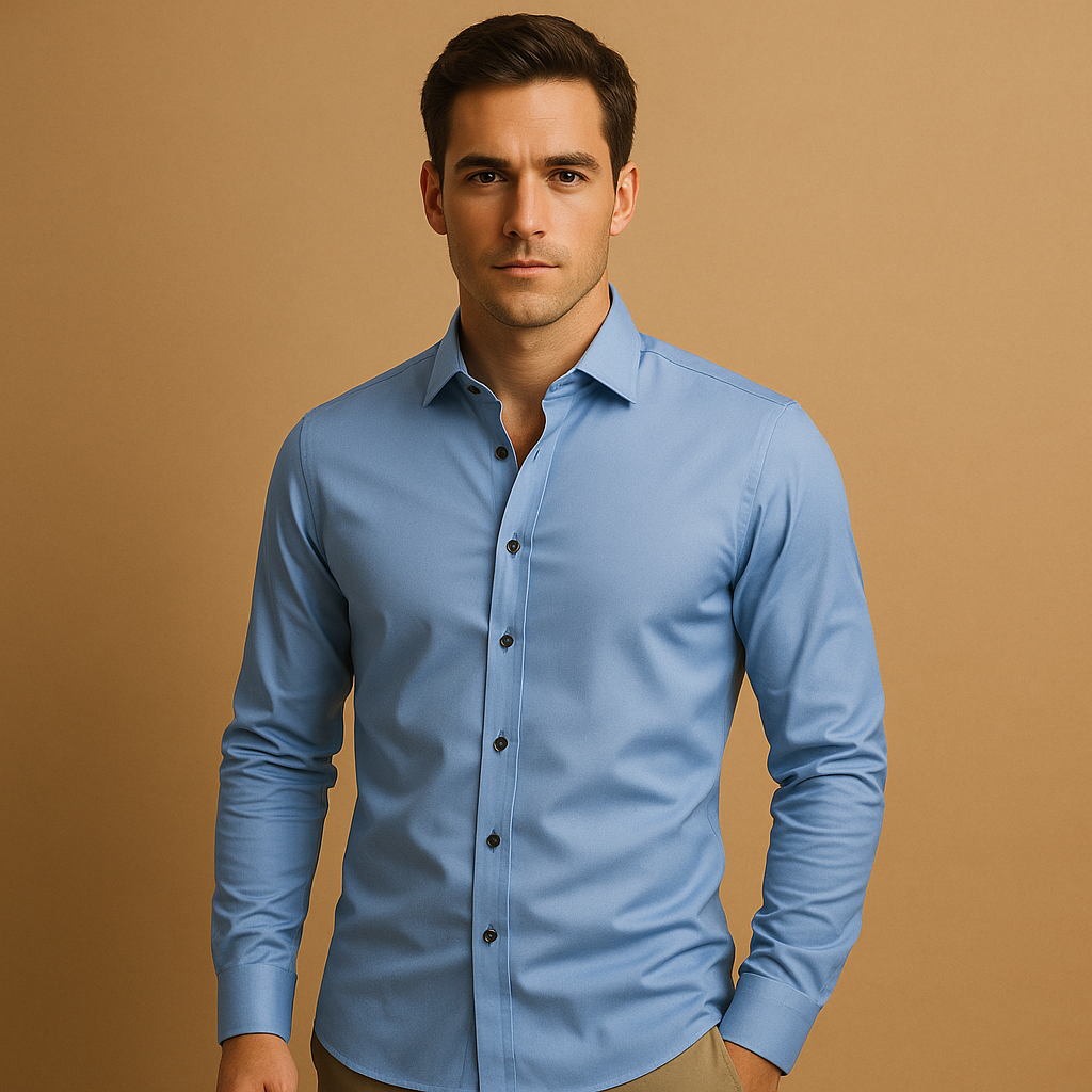 Wesley | Herren Slim Fit Stretch Hemd Mit Knopfleiste