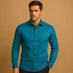 Wesley | Herren Slim Fit Stretch Hemd Mit Knopfleiste