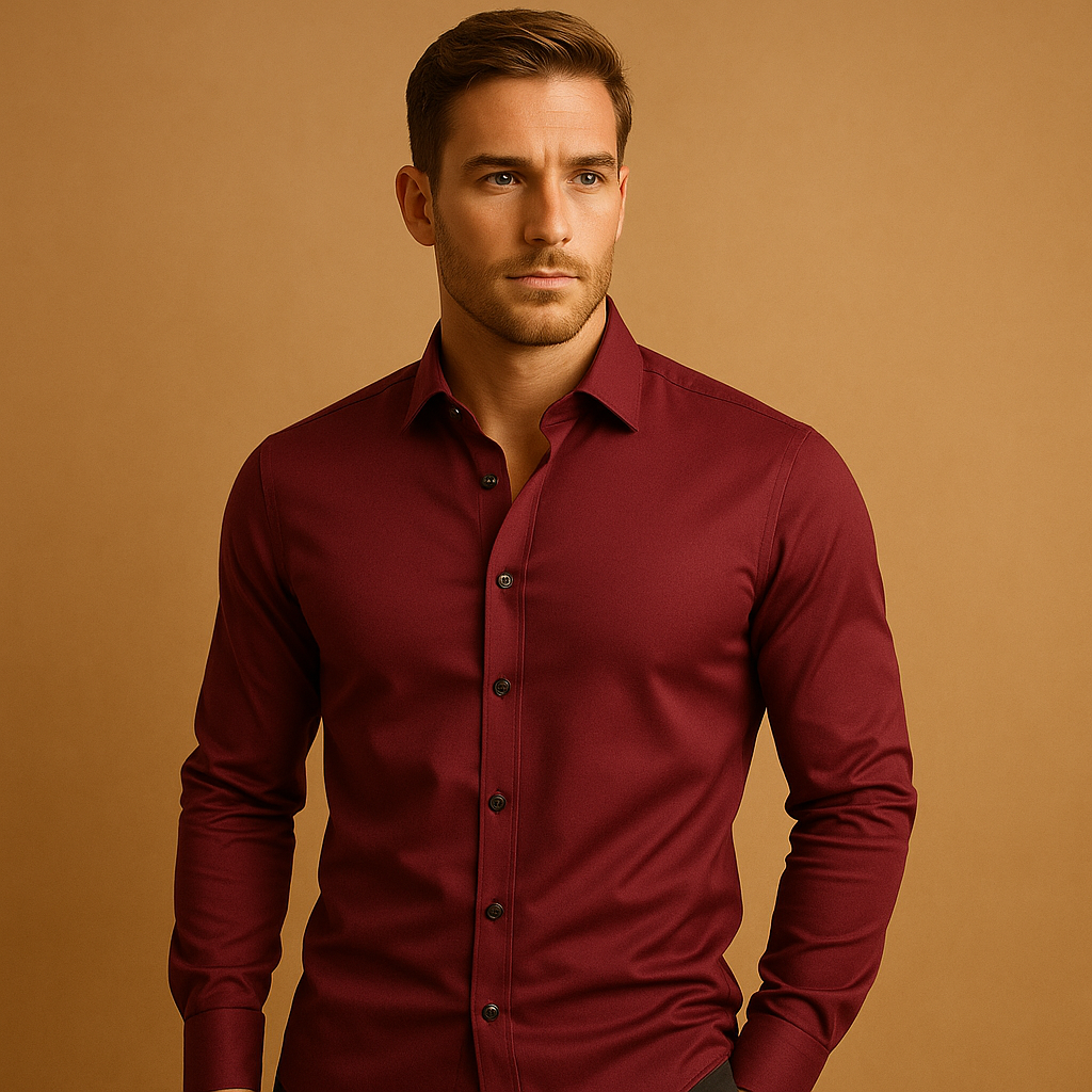 Wesley | Herren Slim Fit Stretch Hemd Mit Knopfleiste