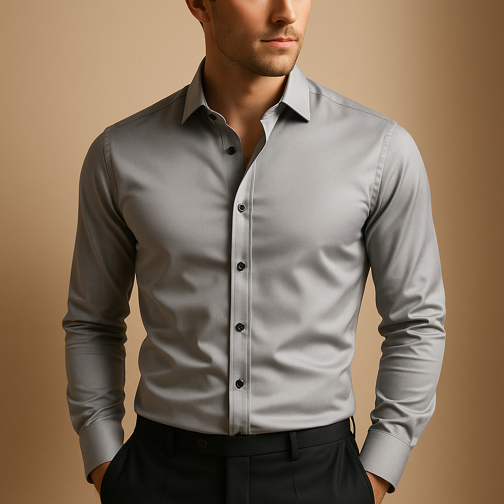 Wesley | Herren Slim Fit Stretch Hemd Mit Knopfleiste