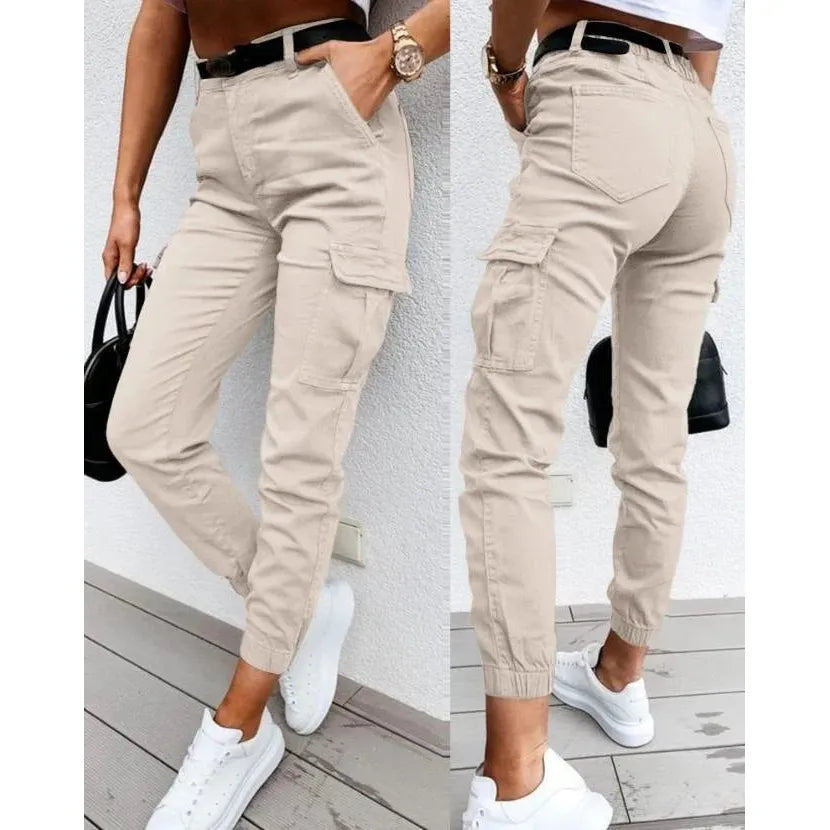 Kayla | Damen High Waist Cargo Hose Mit Pattentaschen