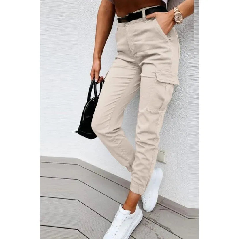 Kayla | Damen High Waist Cargo Hose Mit Pattentaschen