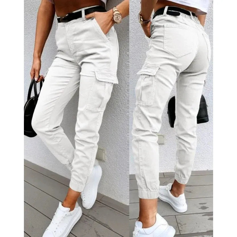Kayla | Damen High Waist Cargo Hose Mit Pattentaschen