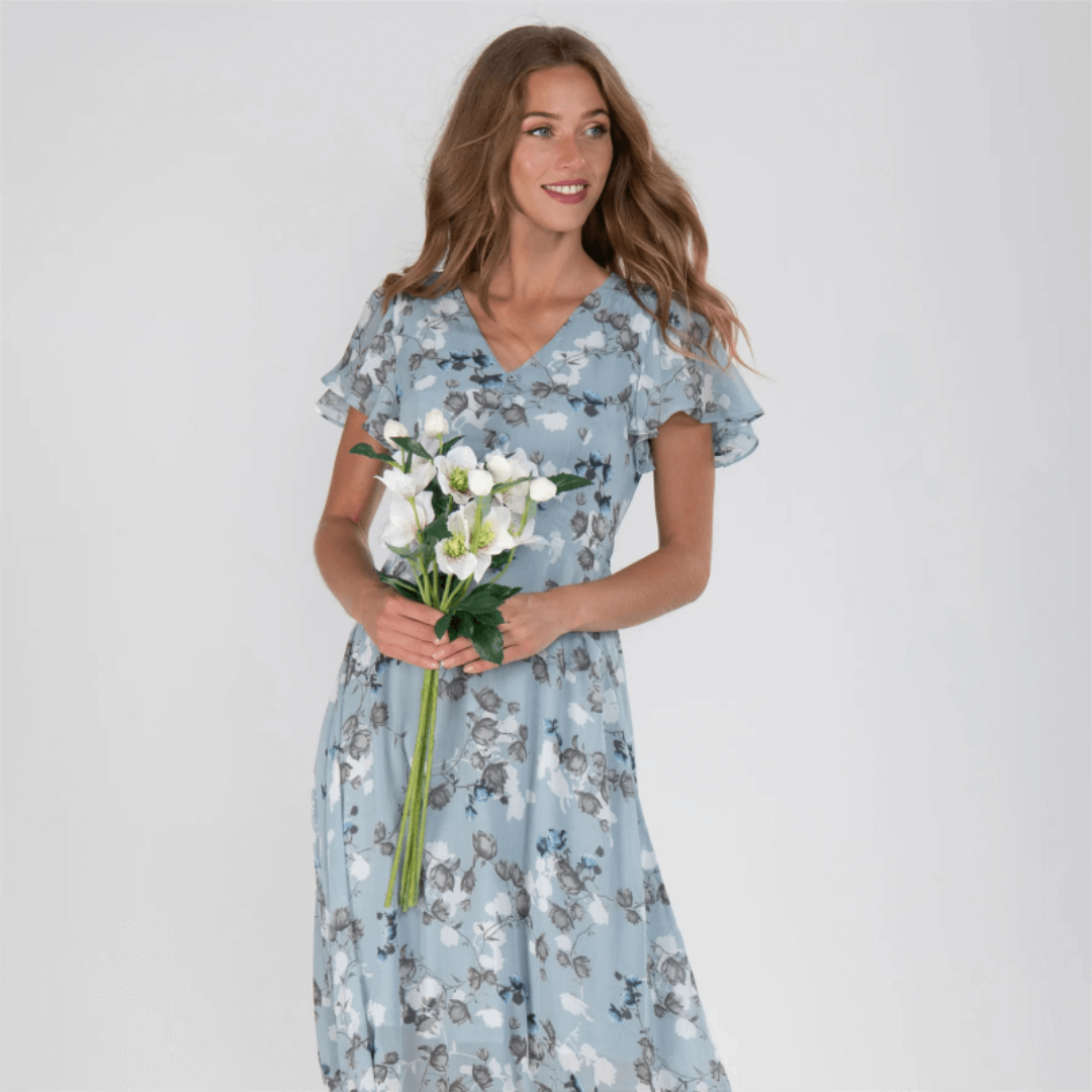 Isabelle | Damen Florales Maxi Hochzeitsgast Kleid