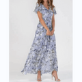 Isabelle | Damen Florales Maxi Hochzeitsgast Kleid