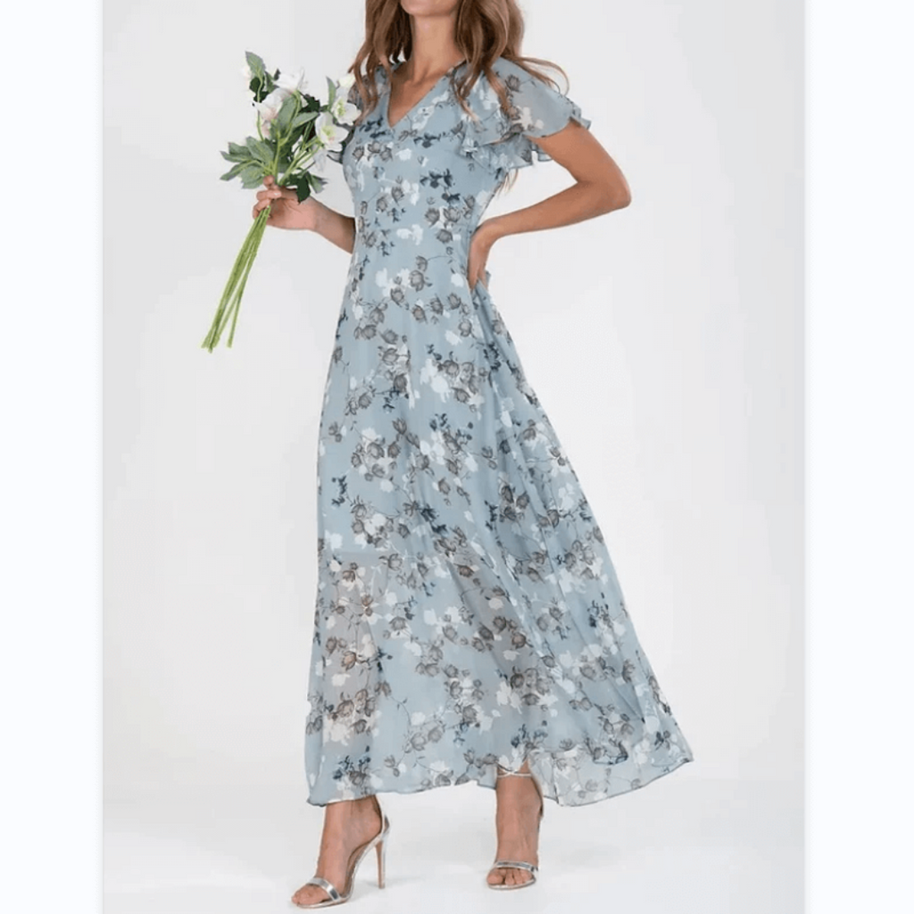 Isabelle | Damen Florales Maxi Hochzeitsgast Kleid