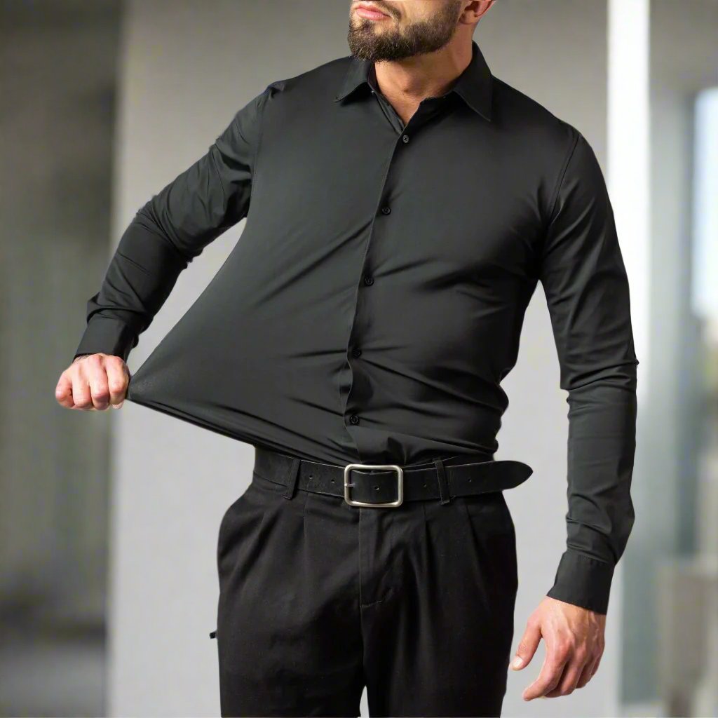 Zane | Herren Stretch Hemd Mit Klassischem Kragen Und Manschetten