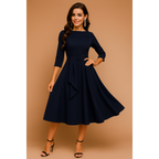 Rosalind | Damen Midikleid Mit Taillenschleife
