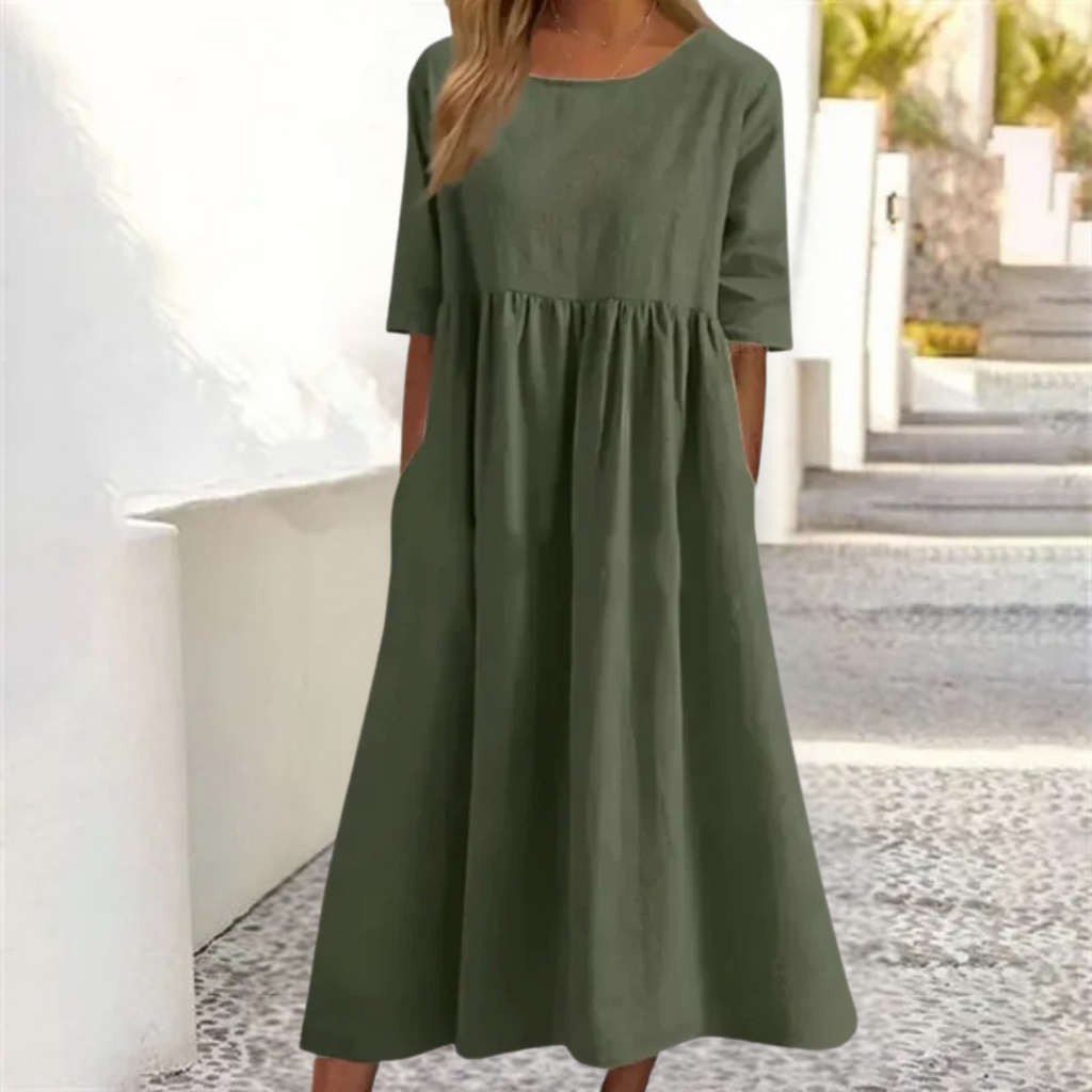 Theresa | Damen Midikleid Mit Halbärmeln