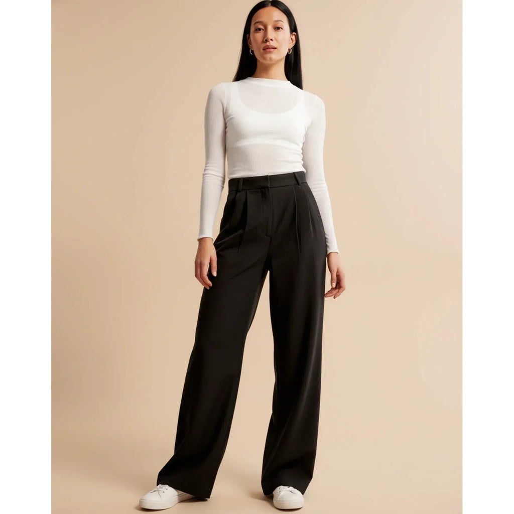 Quinn | Damen Hose Mit Hoher Taille Und Plissiertem Bein