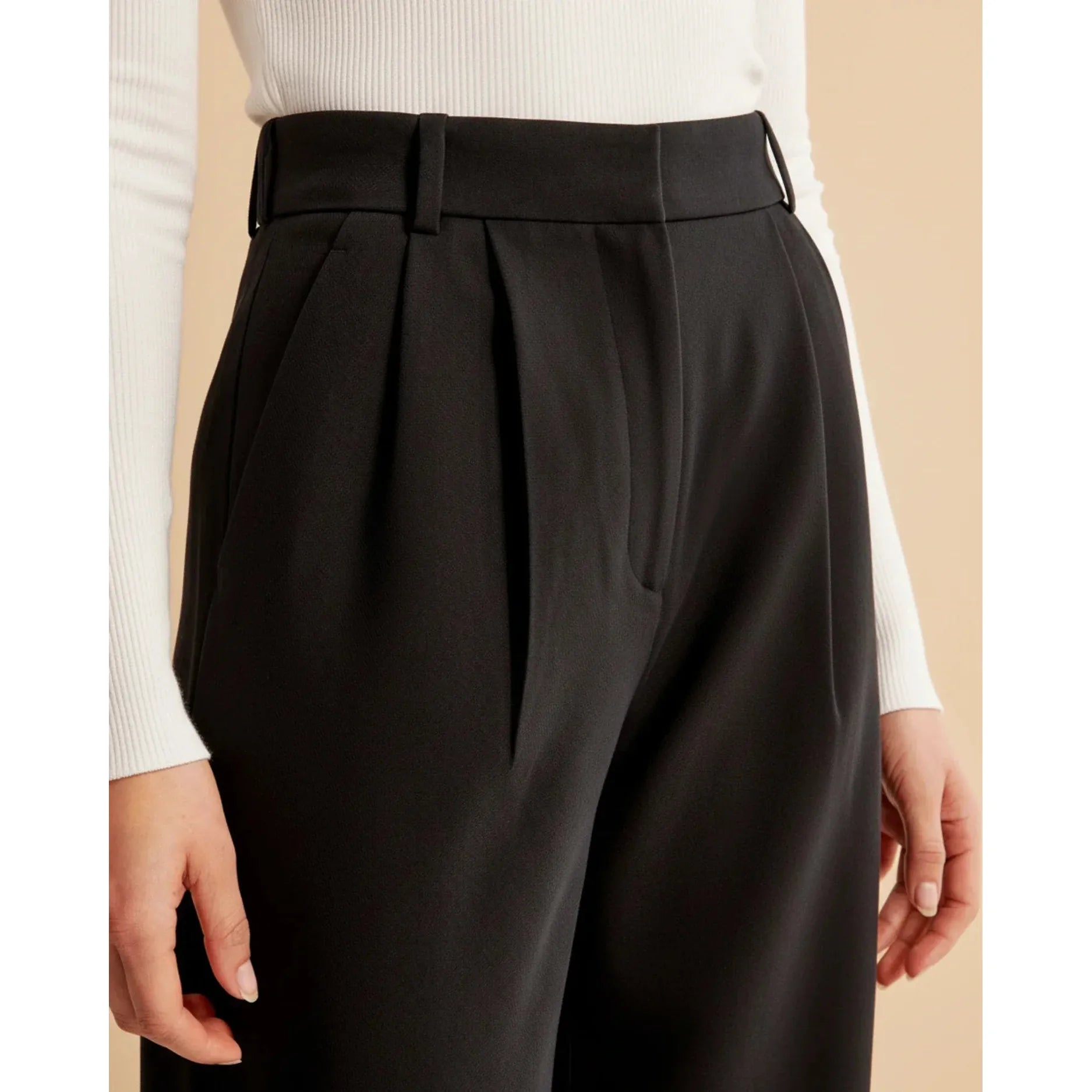 Quinn | Damen Hose Mit Hoher Taille Und Plissiertem Bein