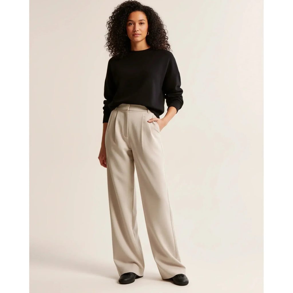 Quinn | Damen Hose Mit Hoher Taille Und Plissiertem Bein