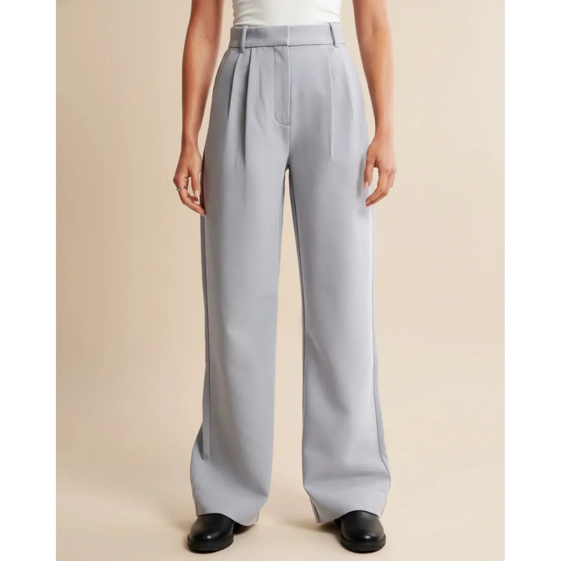 Quinn | Damen Hose Mit Hoher Taille Und Plissiertem Bein