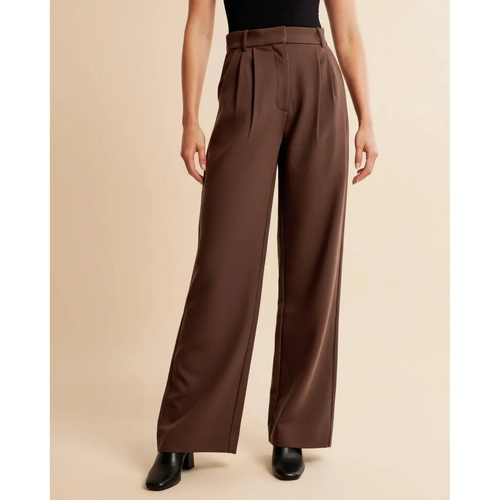 Quinn | Damen Hose Mit Hoher Taille Und Plissiertem Bein
